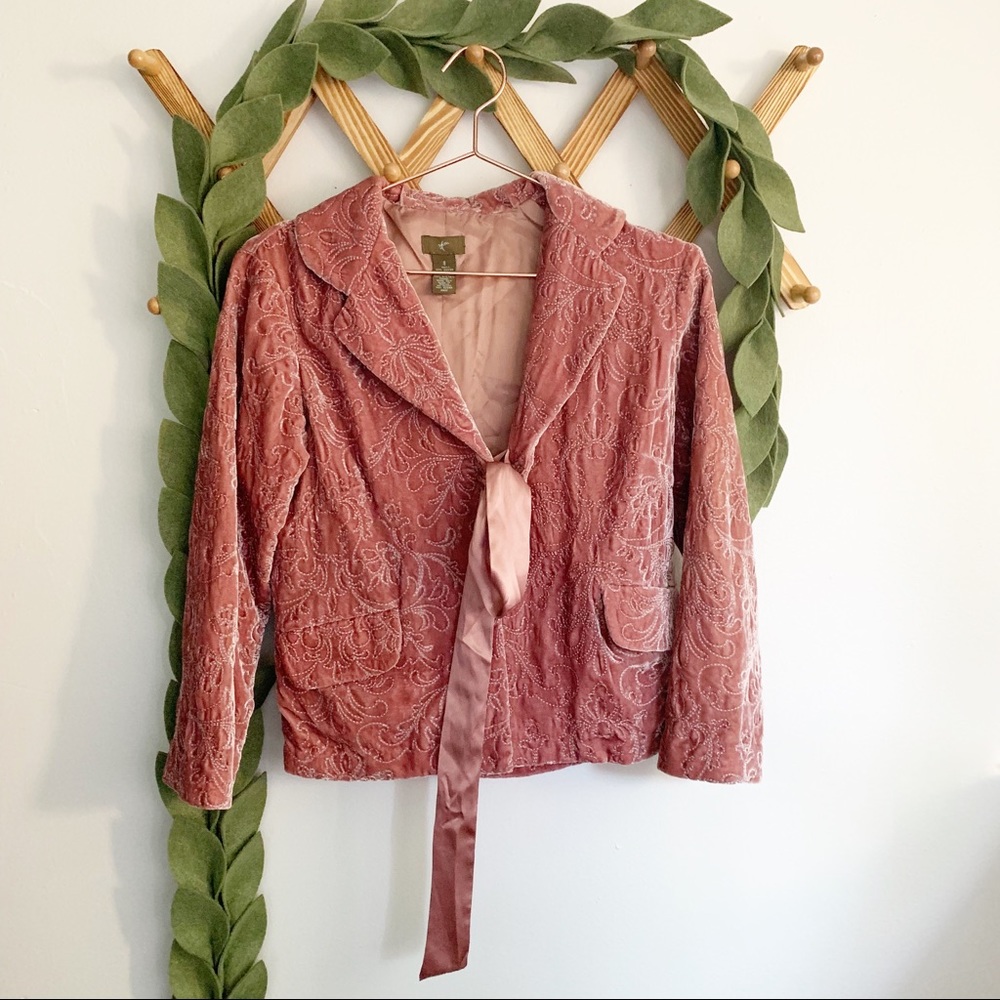 Fei Rose Pink Embroidered Velvet Jacket
